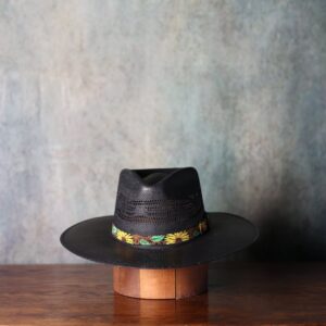 Black Bangora Pinch Front Straw Hat