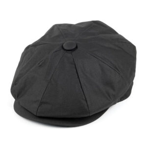 Black Oilcloth Water Resistant Newsboy Cap