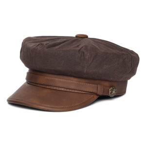 Brown Waxed Cotton Motorcycle Cap